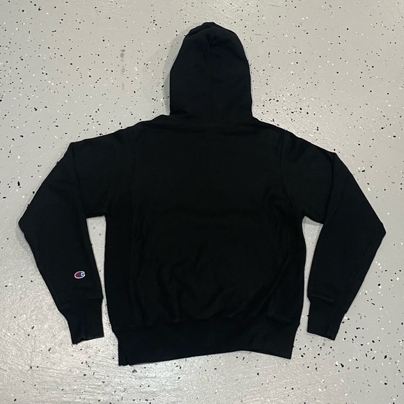 Champion Reverse Weave Hoodie Size Small Black Hooded Sweatshirt - Picture 5 of 5